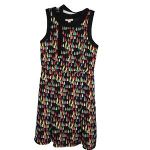 Tulle Retro 60s Fit Flare Dress Sleeveless Raindrop Multi-Color Small neck scarf